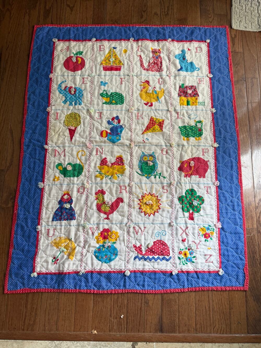 Vintage Handmade Baby Quilt ABC